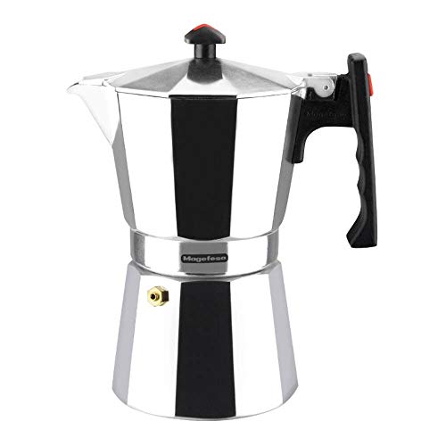 MAGEFESA Colombia – La cafetera MAGEFESA Colombia está Fabricada en Aluminio Extra Grueso. Pomo y Mangos ergonómicos de bakelita Toque Frio. (Aluminio, 12 Tazas)