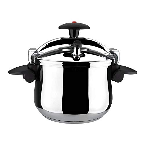 MAGEFESA Star Olla a presión rápida, fácil Uso, Acero Inoxidable 18/10, Apta para inducción. Fondo termodifusor, 3 Sistemas de Seguridad (Plie, 6L)