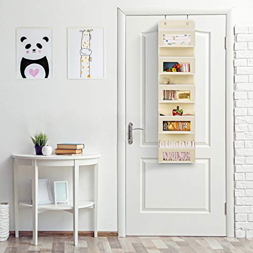 Magicfly Organizador para Puerta con 5 Compartimientos, Organizador Vertical del Tipo Bolsillo para Colgar en la Puerta, Almacenaje de Juguetes, Pañales, Toallas, etc, Beige