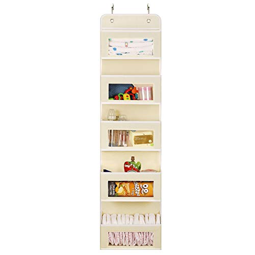 Magicfly Organizador para Puerta con 5 Compartimientos, Organizador Vertical del Tipo Bolsillo para Colgar en la Puerta, Almacenaje de Juguetes, Pañales, Toallas, etc, Beige