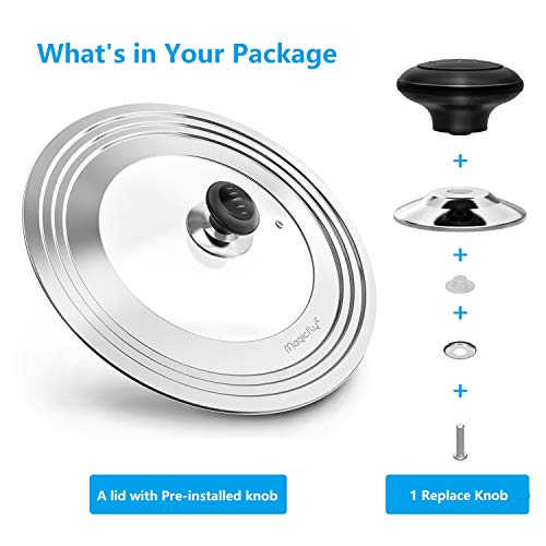 Magicfly Tapa Universal para Ollas de 20-32 cm, Tapa para Ollas y Sartenes Libre de BPA, Tapa Multiuso de Vidrio Templado, Color Plateado
