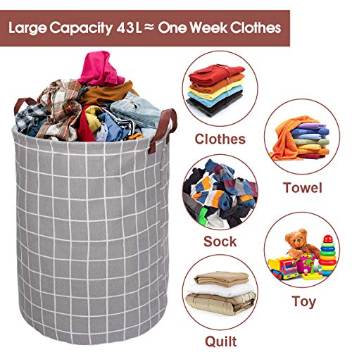 Magicfun 2PCS Cestos para la Lavandería, 43L Grandes Cesas de Ropa Plegables con Asas y Cordón para Baño Dormitorio, 13.8 x 13.8 x 17.7 Pulgadas, 2 Bolsas para Lavadora Incluidas