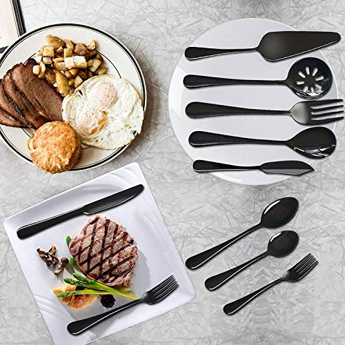 MagicPro - Juego de Cubiertos de Acero Inoxidable 45 Negro para Bodas, Festivales, Navidad, 8 Unidades