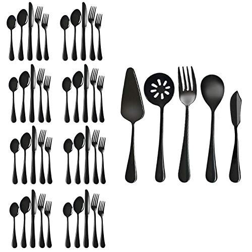 MagicPro - Juego de Cubiertos de Acero Inoxidable 45 Negro para Bodas, Festivales, Navidad, 8 Unidades