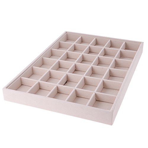MagiDeal Organizador de Joyas Anillo Pendientes Collar Exhibición Caja Bandeja Almacenaje de Terciopelo - Beige# 3, 3