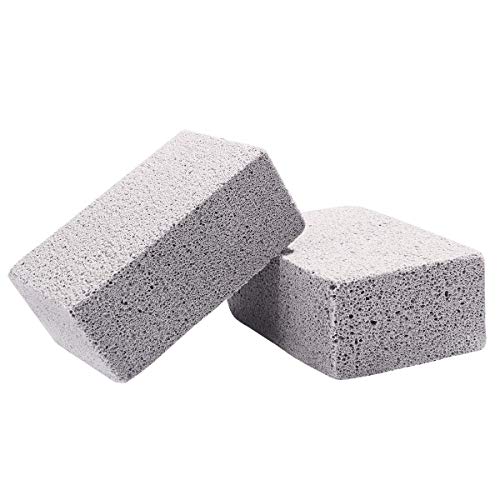 Magiin - Lote de 4 ladrillos de limpieza de piedra pómez gris para limpiar parrillas, desinfecta las parrillas de restaurante con tapa plana, planchas