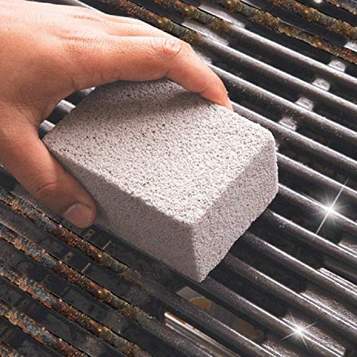 Magiin - Lote de 4 ladrillos de limpieza de piedra pómez gris para limpiar parrillas, desinfecta las parrillas de restaurante con tapa plana, planchas