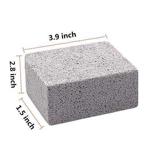 Magiin - Lote de 4 ladrillos de limpieza de piedra pómez gris para limpiar parrillas, desinfecta las parrillas de restaurante con tapa plana, planchas