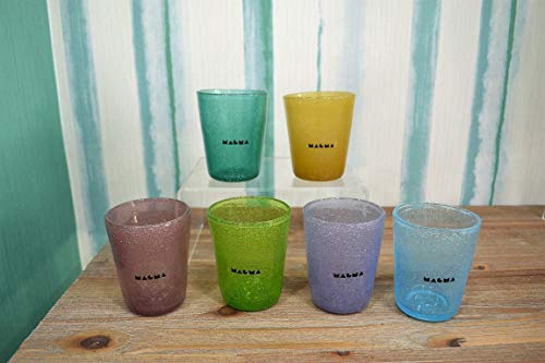Magma - Juego de 6 vasos tipo Glassware de 260 ml con forma de tumbler de pasta de vidrio de colores soplados a boca.