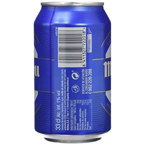Mahou - Sin Alcohol Cerveza Dorada Lager - Pack de 12 x 33 cl
