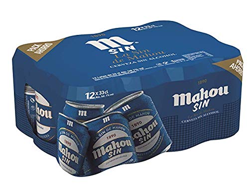 Mahou - Sin Alcohol Cerveza Dorada Lager - Pack de 12 x 33 cl