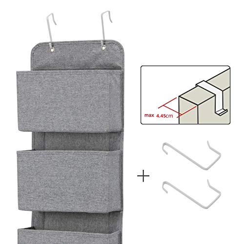 MaidMAX Organizador de Puerta, Organizador para Colgar en la Puerta con 4 Bolsillos, Organizador Vertical del Tipo Bolsillo para Almacenaje de Juguetes, Pañales, Toallas, Gris