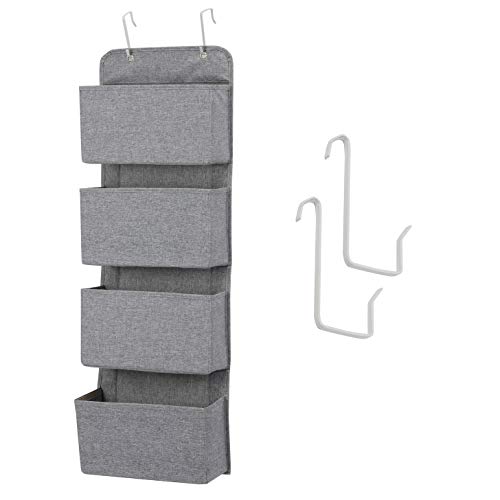 MaidMAX Organizador de Puerta, Organizador para Colgar en la Puerta con 4 Bolsillos, Organizador Vertical del Tipo Bolsillo para Almacenaje de Juguetes, Pañales, Toallas, Gris