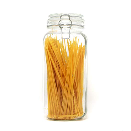 Maison & White Jarras de almacenamiento de pasta con clip de 2.2L | Recipiente alto de vidrio redondo vintage hermético | Frasco De Pasta Y Cereales | Recipientes de alimentos secos