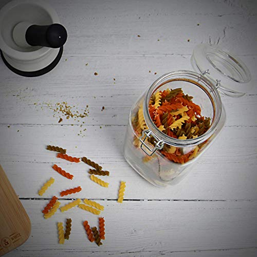 Maison & White Jarras de almacenamiento de pasta con clip de 2.2L | Recipiente alto de vidrio redondo vintage hermético | Frasco De Pasta Y Cereales | Recipientes de alimentos secos