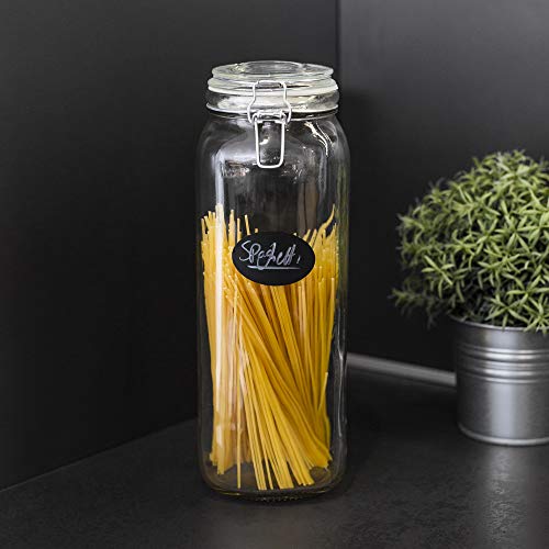 Maison & White Jarras de almacenamiento de pasta con clip de 2.2L | Recipiente alto de vidrio redondo vintage hermético | Frasco De Pasta Y Cereales | Recipientes de alimentos secos