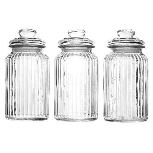 Maison & White Juego de 3 tarros de cristal herméticos vintage | Recipientes tradicional | Ideal para té, café, dulces y más (1300ml)
