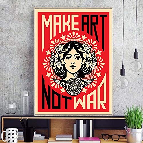 Make Art Not War Shepard Fairey Poster Canvas Wall Painting Pictures HD Print para la decoración de la habitación Decoración para el hogar 50X70CM SIN marco