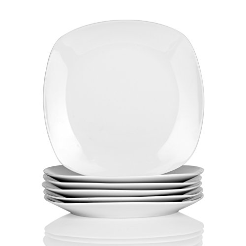 MALACASA, Serie Elisa, 6 piezas 7,5"Plato de Postre de Porcelana 19x19x2 cm Plato para 6 Personas