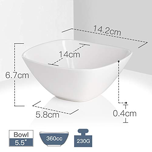 MALACASA, serie Regular, Juego de Cuencos de 8 piezas, 5.5" Tazón de Porcelana China, Cuenco para Cereales Sopa Cuenco de Arroz (Juego de 8)