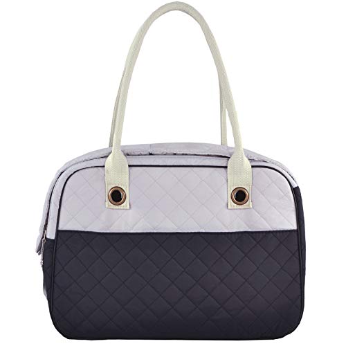 Maleta transportadora para perros y gatos de MG Collection, elegante y acolchado suave, de 2 tonos, bolso de mano