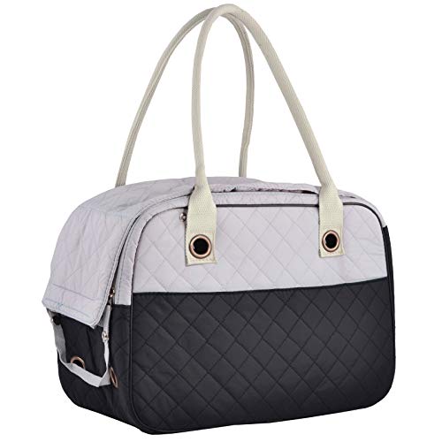 Maleta transportadora para perros y gatos de MG Collection, elegante y acolchado suave, de 2 tonos, bolso de mano