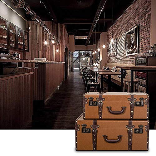 Maleta Vintage, Tecnología Impermeable de Refuerzo de Remaches PU Accesorios de fotografía de Boda en casa, 2 Colores 3 tamaños GGYMEI (Color : Brown, Size : 60x40x25cm)