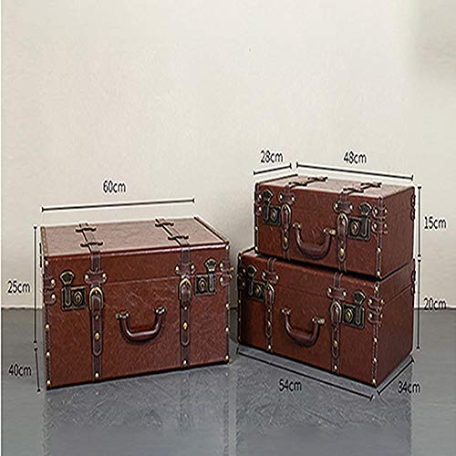 Maleta Vintage, Tecnología Impermeable de Refuerzo de Remaches PU Accesorios de fotografía de Boda en casa, 2 Colores 3 tamaños GGYMEI (Color : Brown, Size : 60x40x25cm)