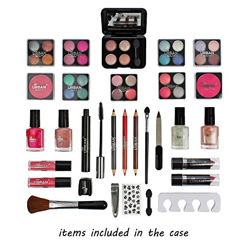 Maletín de maquillaje Urban Beauty, 60 productos. Ideal para viajar, para regalo, para guardar el maquillaje.