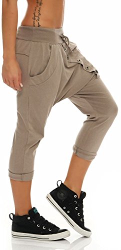 Malito Corto Boyfriend Pantalón con el botón 8015 Mujer Talla Única (Fango)