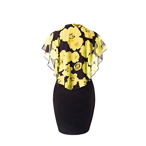Malla Patchwork Rose Print Lápiz   Vestido de Talla Grande Office Lady Elegant Bag Hip Tight Summer Dress O Cuello sin Mangas
