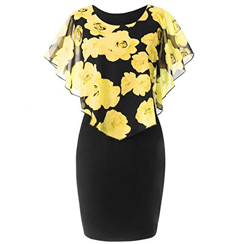 Malla Patchwork Rose Print Lápiz   Vestido de Talla Grande Office Lady Elegant Bag Hip Tight Summer Dress O Cuello sin Mangas