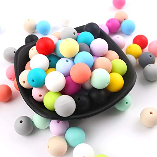 Mamimami Home 15mm Perlas de silicona flojo redondo Orgánica joyería de enfermería para la dentición del bebé de las bolas collar DIY Mordedor (100pcs) de la categoría alimenticia sensorial infantil