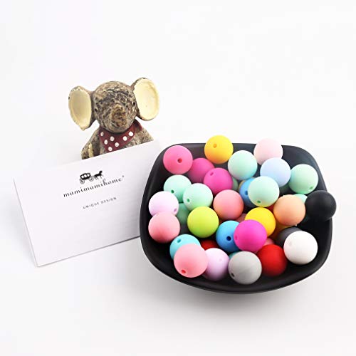 Mamimami Home 15mm Perlas de silicona flojo redondo Orgánica joyería de enfermería para la dentición del bebé de las bolas collar DIY Mordedor (100pcs) de la categoría alimenticia sensorial infantil