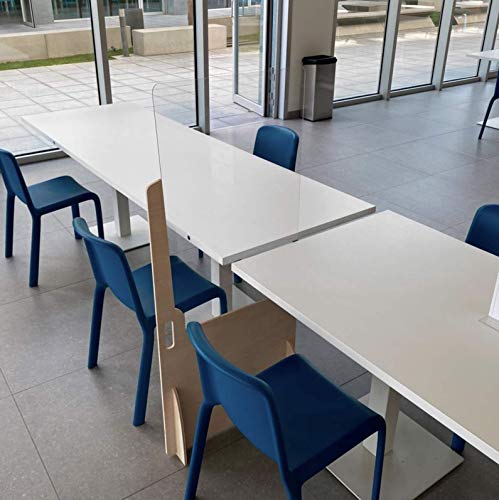 Mampara Metacrilato Aula | Fácil Instalación | Separación de pupitres o Frontal | Protector para colegios | Metacrilato de 3mm | (Separación Pupitres, 60,5 x 140 cm)