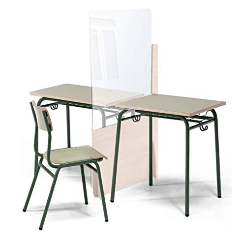 Mampara Metacrilato Aula | Fácil Instalación | Separación de pupitres o Frontal | Protector para colegios | Metacrilato de 3mm | (Separación Pupitres, 60,5 x 140 cm)