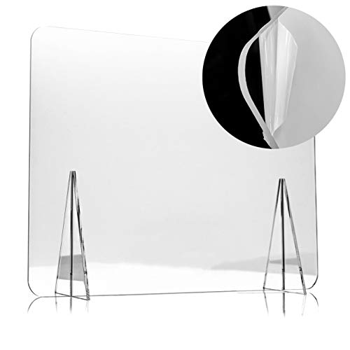 Mampara Protectora de Metacrilato de 100x80cm para Escritorio y Mesa, Transparente, Grosor de 3mm, Mampara de Protección para Oficina, Bar, Cafetería y Restaurante, 100x80cm