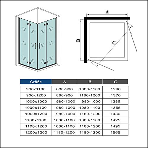 Mamparas de Ducha Angular Doble Puerta Plegable 6mm Antical 90x70x185cm