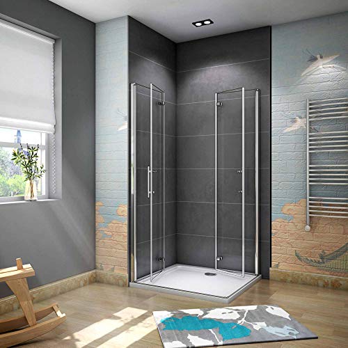 Mamparas de Ducha Angular Doble Puerta Plegable 6mm Antical 90x70x185cm