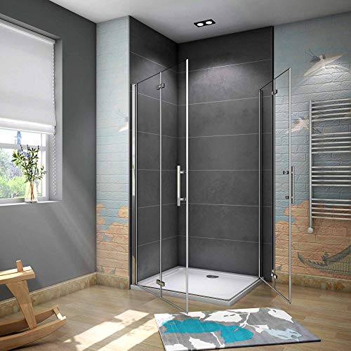 Mamparas de Ducha Angular Doble Puerta Plegable 6mm Antical 90x70x185cm