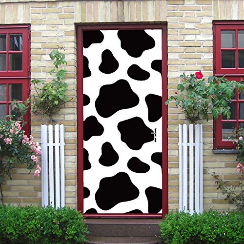 Manchas de vaca impresas Arte abstracto Vinilo autoadhesivo Papel pintado adhesivo extraíble Papel tapiz decorativo 30x79 pulgadas (77x200 cm) 2 piezas
