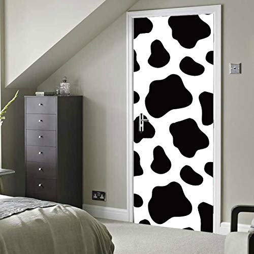Manchas de vaca impresas Arte abstracto Vinilo autoadhesivo Papel pintado adhesivo extraíble Papel tapiz decorativo 30x79 pulgadas (77x200 cm) 2 piezas