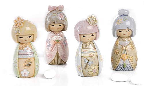 Mandorle by Paben 8 Unidades muñecas japonesas de Resina 3D BOMBONIERA Comunión Confirmación cm. 9,5
