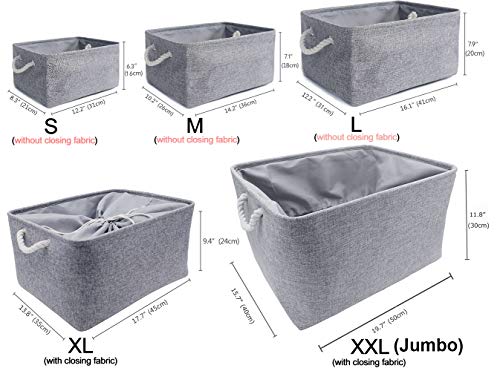 Mangata Caja de Almacenamiento de Lona Engrosada Plegable con Asas para Armario/Estante 丨 Cesta de Almacenamiento Plegable para Juguetes de Perro (Medium, Gris)