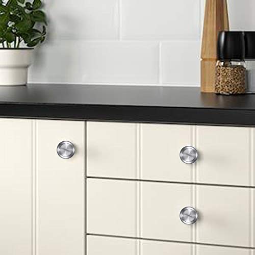 ManLee 30 Piezas Perillas de Gabinete 30mm Pomos de Acero Inoxidable Puertas Redonda con Tornillos Perillas Manijas Tiradores de Muebles para Armario Cajón Aparador Cocina