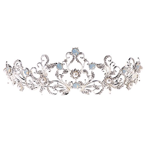 Manman Bride Crown Rhinestone Pearl Royal Vintage Wedding Nupcial Tiara Joyería