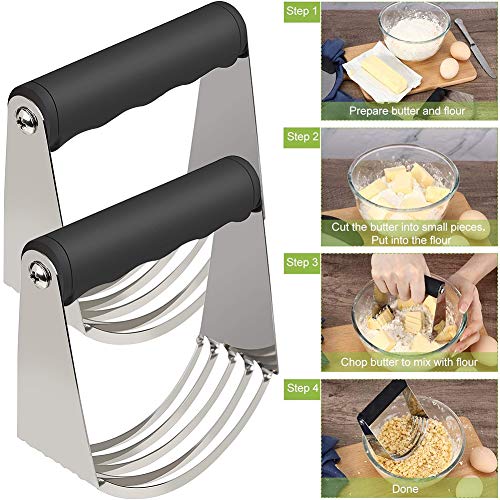 Mano Mezclador de Masa, BETOY Masa de Acero Inoxidable Mezclador Mezclador de Harina con Mango Ergonómico Utiliza para Hacer Pan, Pasteles, Galletas y Pizza, 12x10x5cm(Plata)