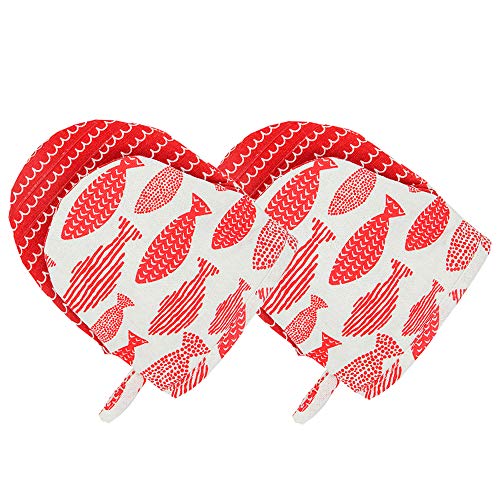 Manopla Horno Silicona, Oven Gloves Transpirable Guantes de Cocina Guantes Horno Corto Resistente al Calor Profesional Manopla Doble Horno para Horneando Barbacoa Microonda Cocinando 1 Par (Rojo)