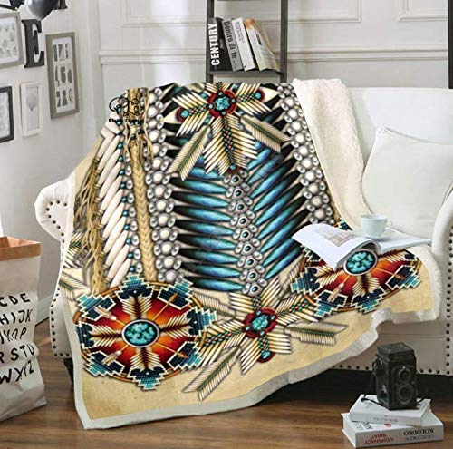 Manta de soldado de búfalo de calavera nativa negra Manta Sherpa de impresión 3D en la cama Textiles para el hogar Manta cálida 150X200Cm