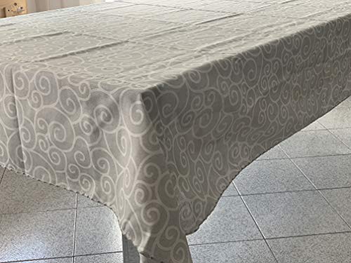 Mantel antimanchas con diseño de rombo, color azul, en espiral, gris, tamaño 140 x 180 cm, no necesita planchado, impermeable, fabricado en Italia